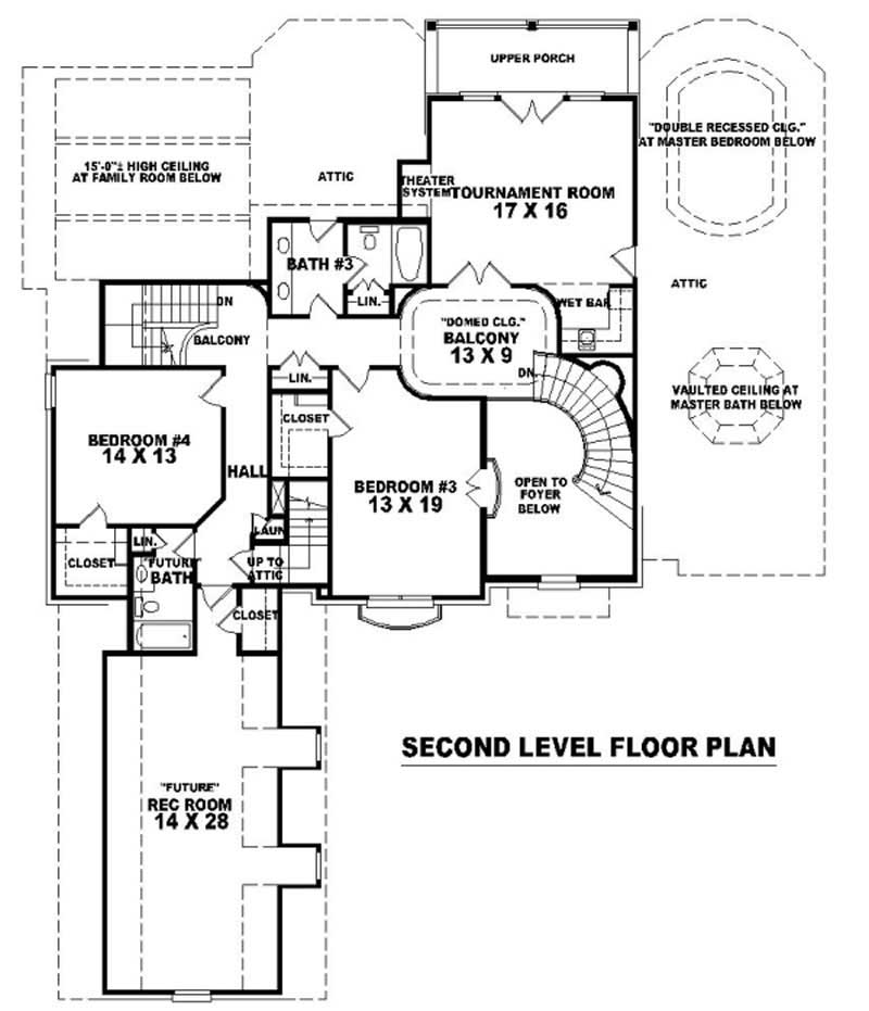 Floor Plan Second Story of French Plan #170-2188
