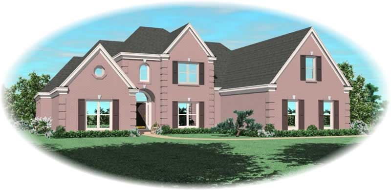 Front view of French home (ThePlanCollection: House Plan #170-2192)