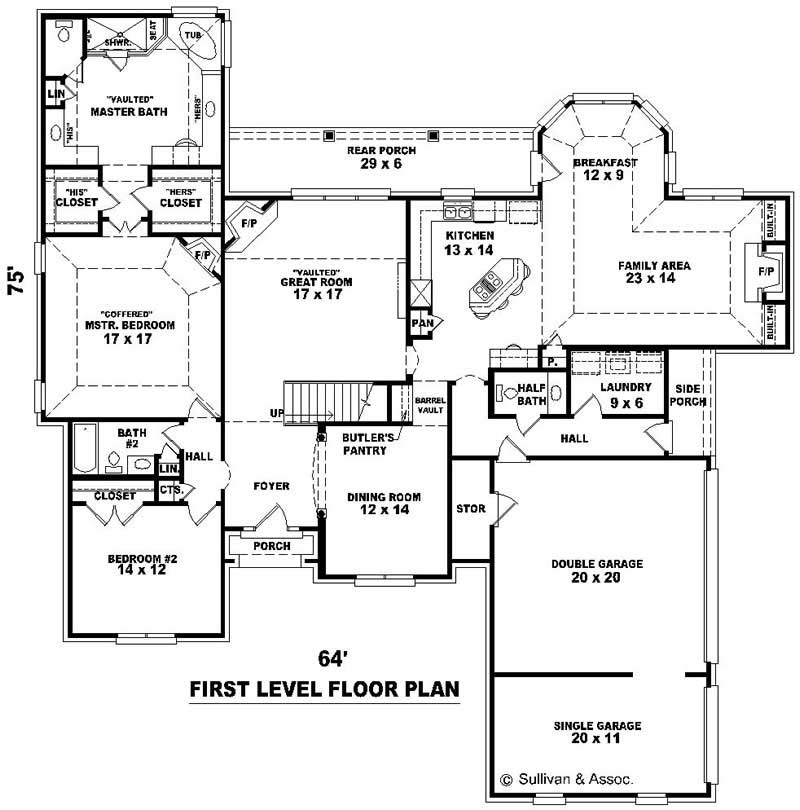 Floor Plan First Story of French Plan #170-2192