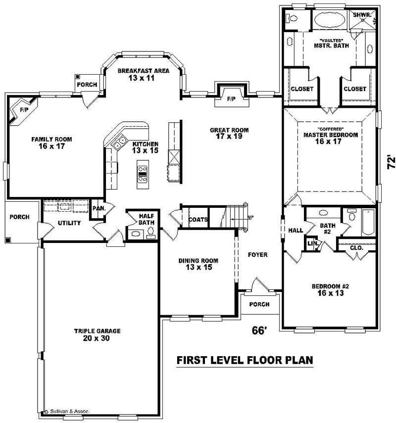 Floor Plan First Story of French Plan #170-2195