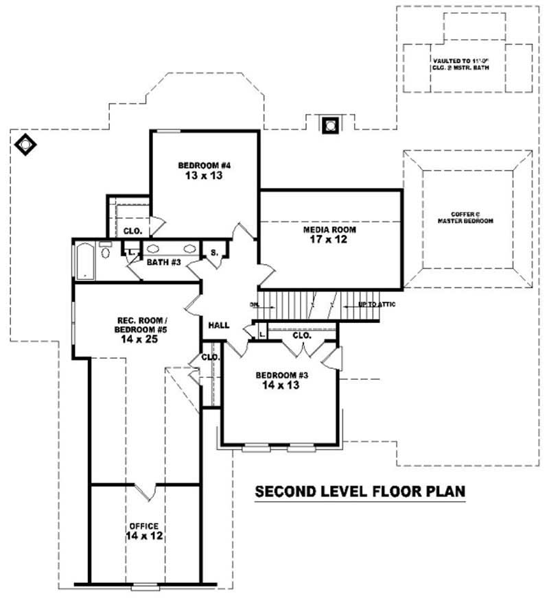 Floor Plan Second Story of French Plan #170-2195