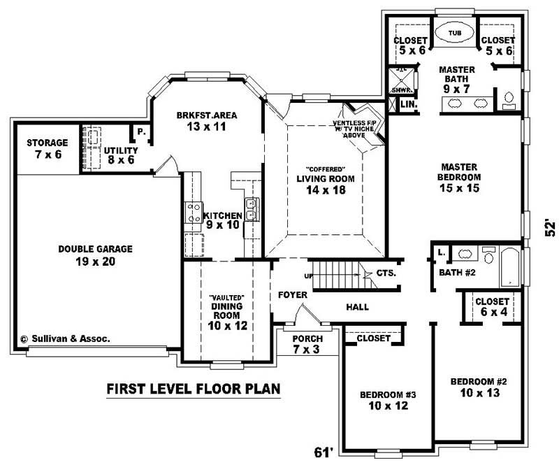 Floor Plan First Story of French Plan #170-2196