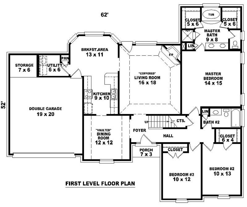 Floor Plan First Story of French Plan #170-2197