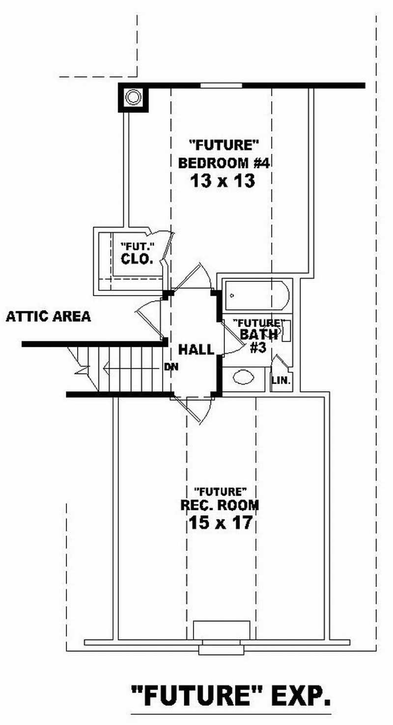 Floor Plan Second Story of French Plan #170-2200