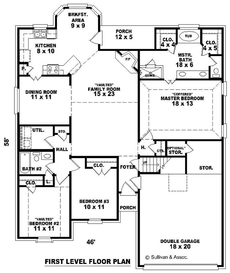 Floor Plan First Story of Traditional Plan #170-2202