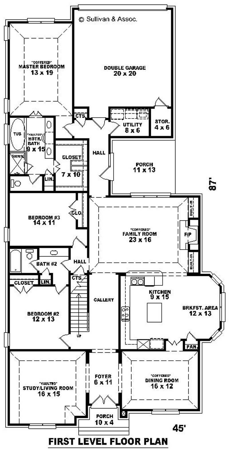 Floor Plan First Story of French Plan #170-2204
