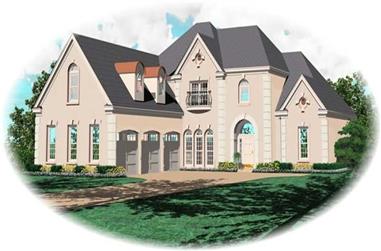 4-Bedroom, 3672 Sq Ft French House Plan - 170-2221 - Front Exterior