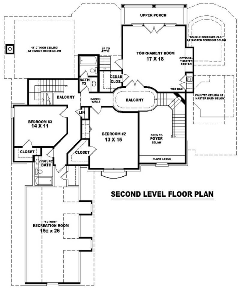 Floor Plan Second Story of French Plan #170-2221
