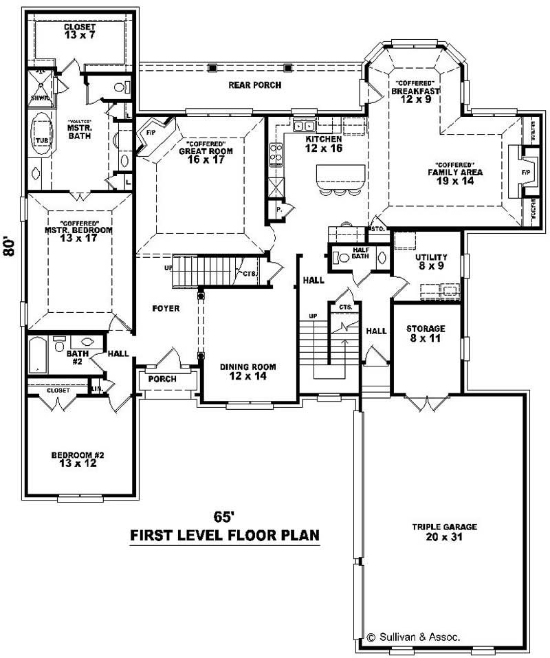 Floor Plan First Story of French Plan #170-2222