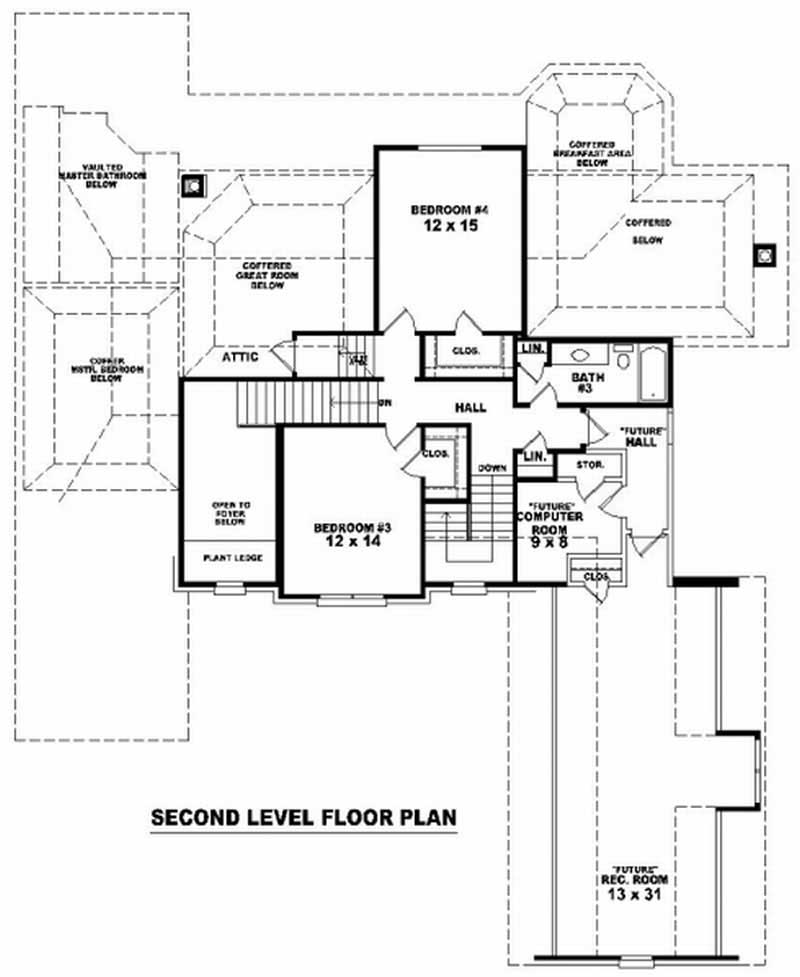 Floor Plan Second Story of French Plan #170-2222