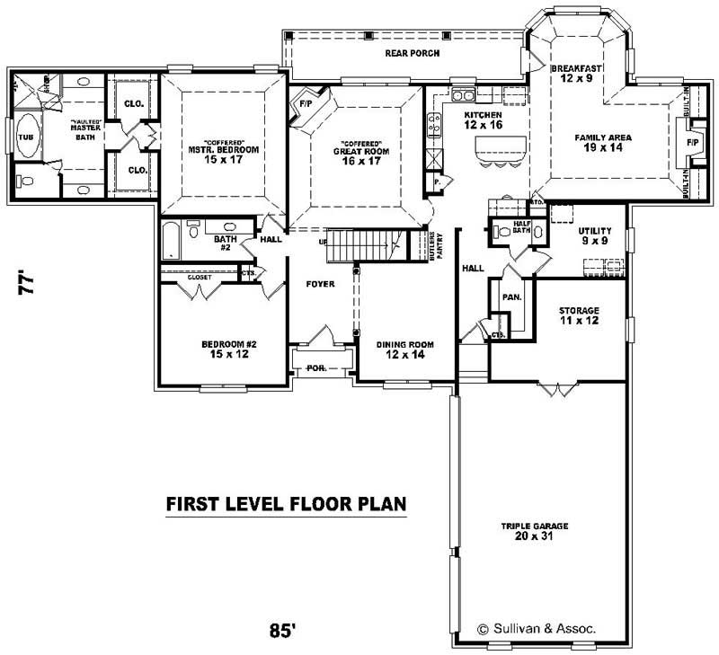 Floor Plan First Story of French Plan #170-2223