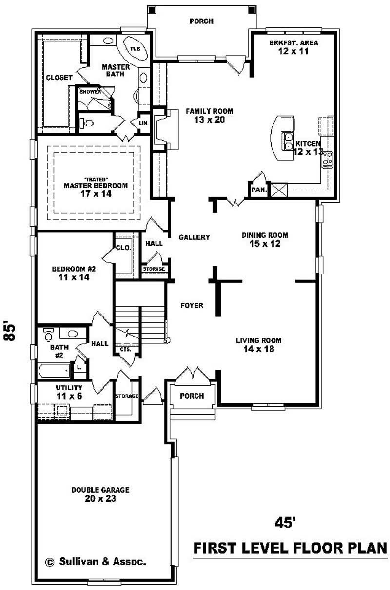 Floor Plan First Story of French Plan #170-2225