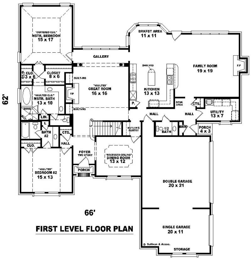 Floor Plan First Story of French Plan #170-2233