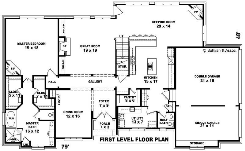Floor Plan First Story of French Plan #170-2234