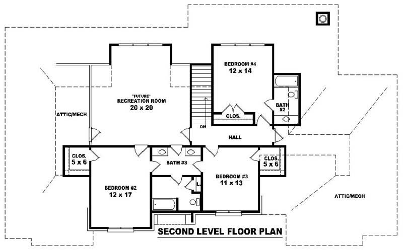 Floor Plan Second Story of French Plan #170-2234