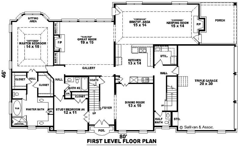 Floor Plan First Story of Luxury Plan #170-2236