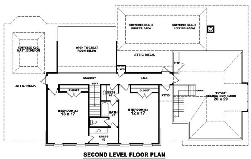 Floor Plan Second Story of Luxury Plan #170-2236