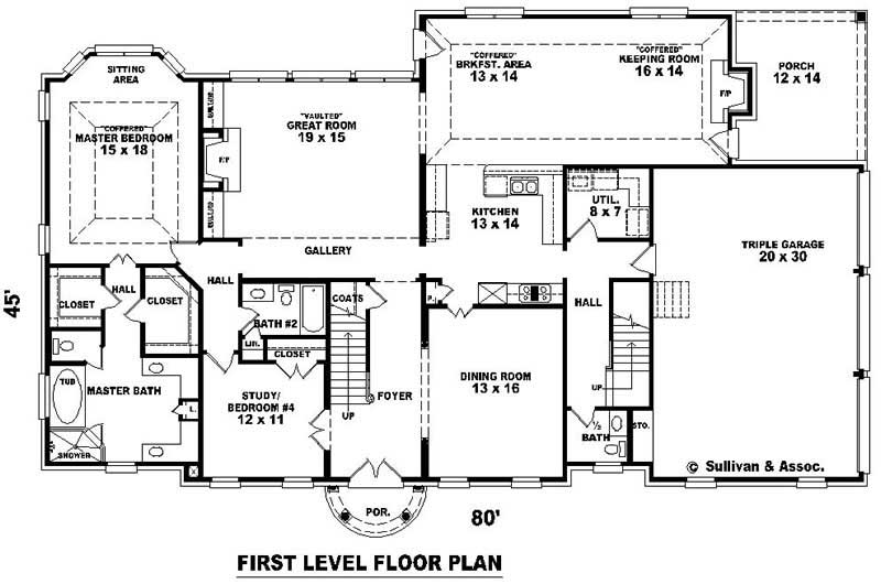 Floor Plan First Story of Luxury Plan #170-2238