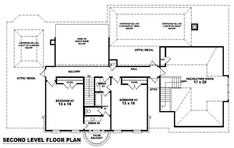 Floor Plan Second Story of Luxury Plan #170-2238