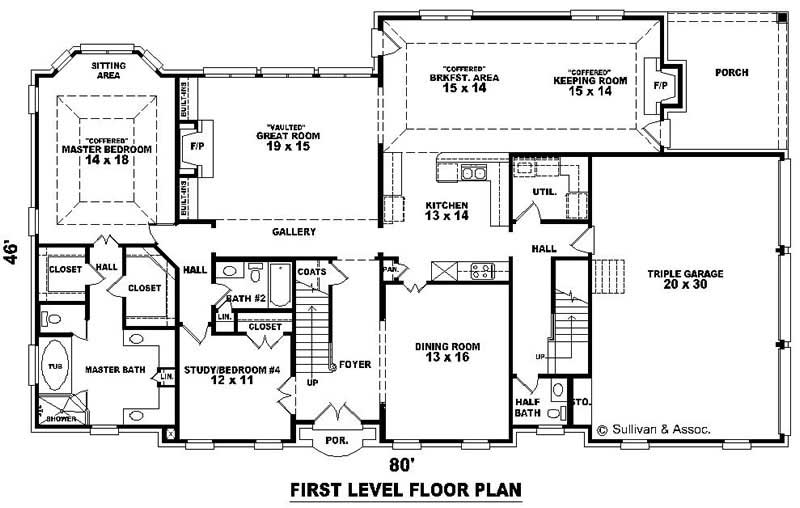 Floor Plan First Story of Luxury Plan #170-2239