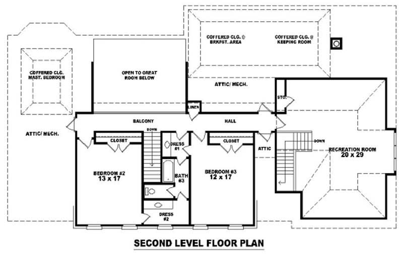 Floor Plan Second Story of Luxury Plan #170-2239