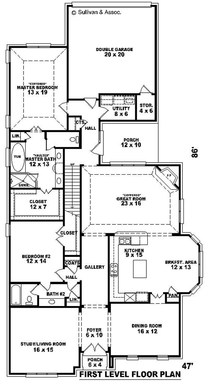 Floor Plan First Story of French Plan #170-2240