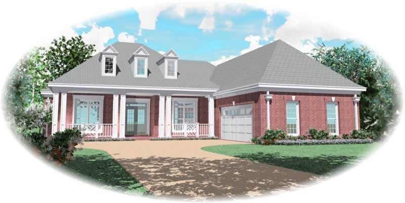 Front view of Country home (ThePlanCollection: House Plan #170-2241)