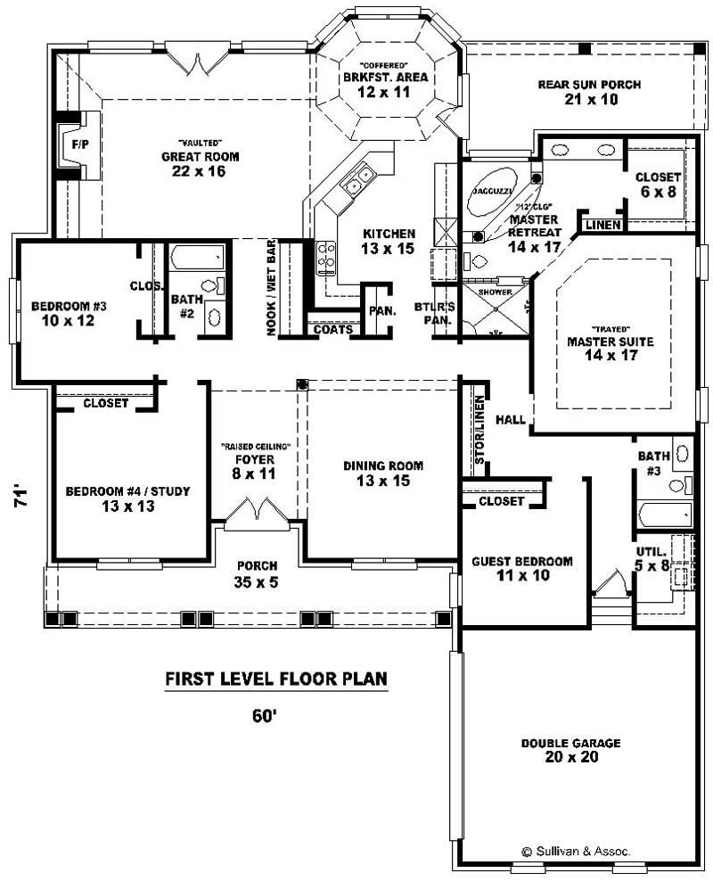 Floor Plan First Story of Country Plan #170-2241