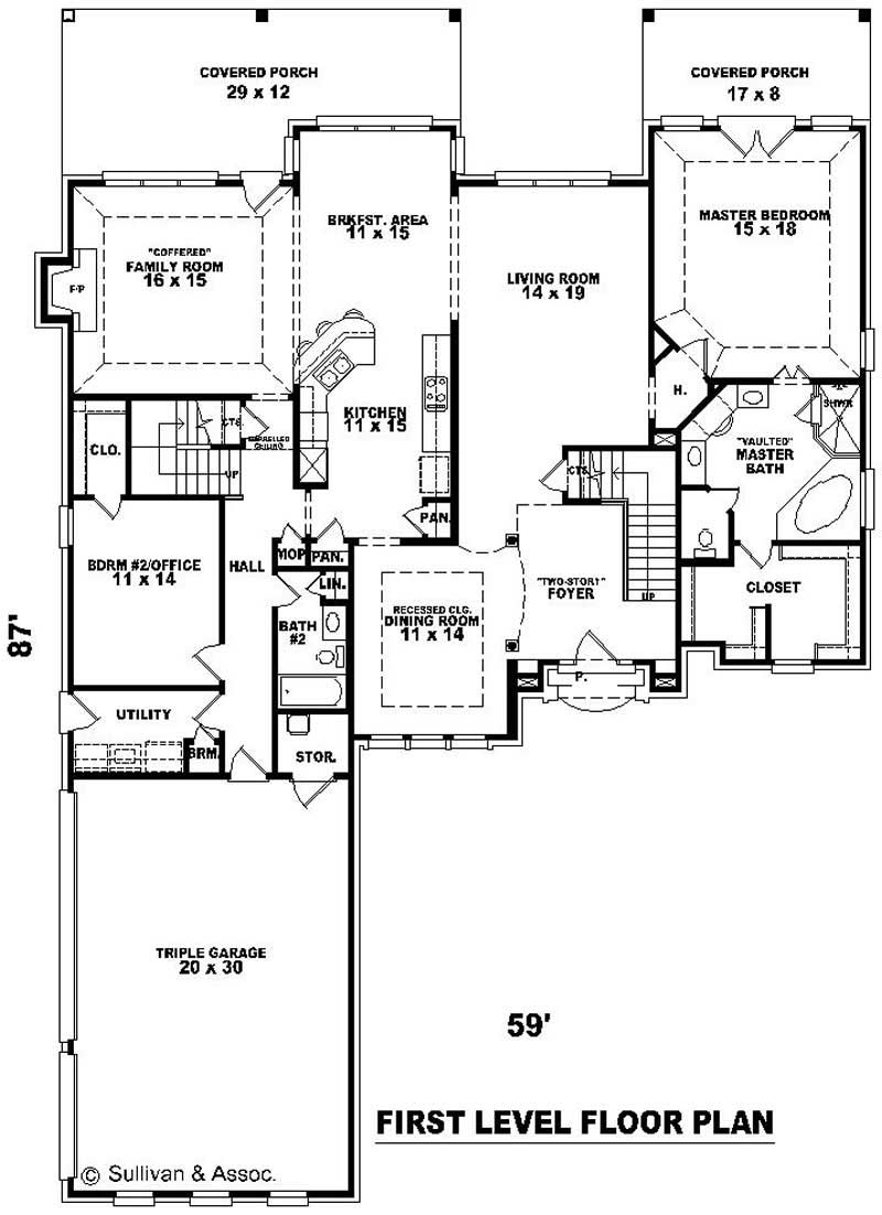 Floor Plan First Story of French Plan #170-2242
