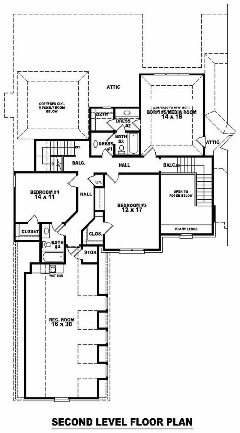 Floor Plan Second Story of French Plan #170-2242