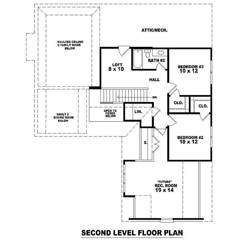 Floor Plan Second Story of Country Plan #170-2257