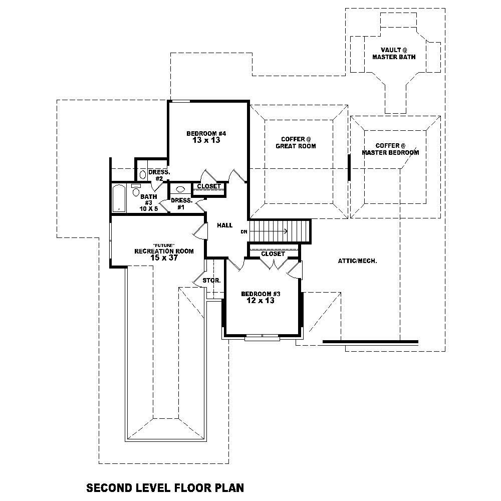 Floor Plan Second Story of French Plan #170-2259