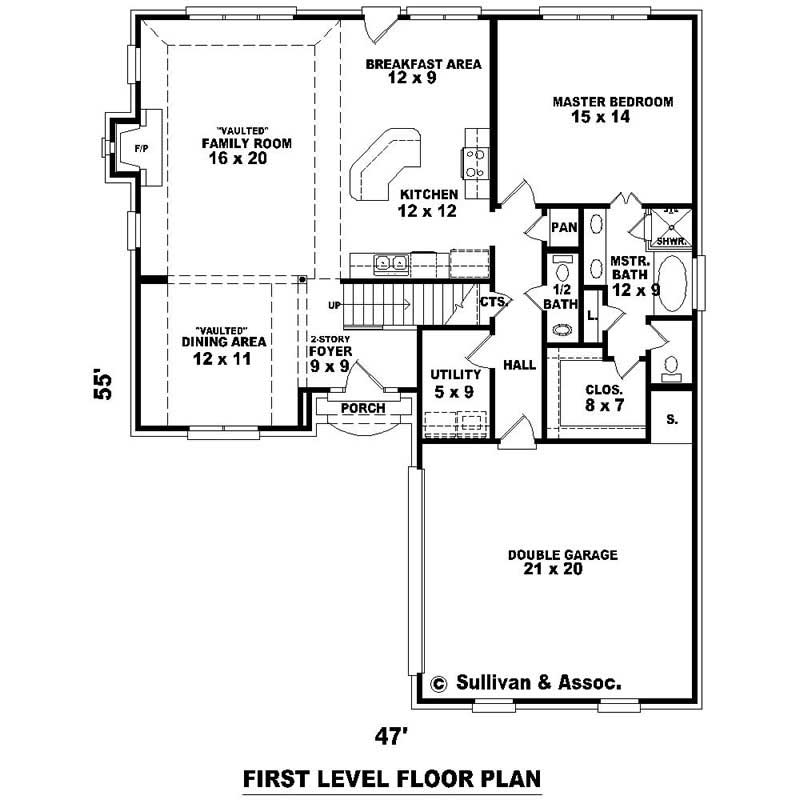 Floor Plan First Story of Country Plan #170-2260