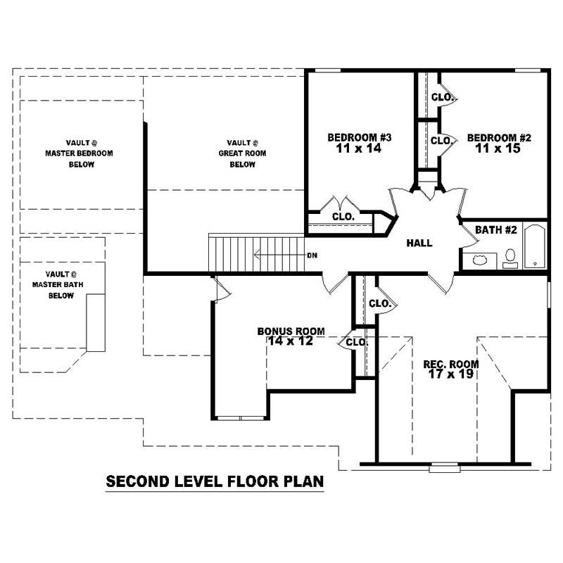 Floor Plan Second Story of Traditional Plan #170-2262