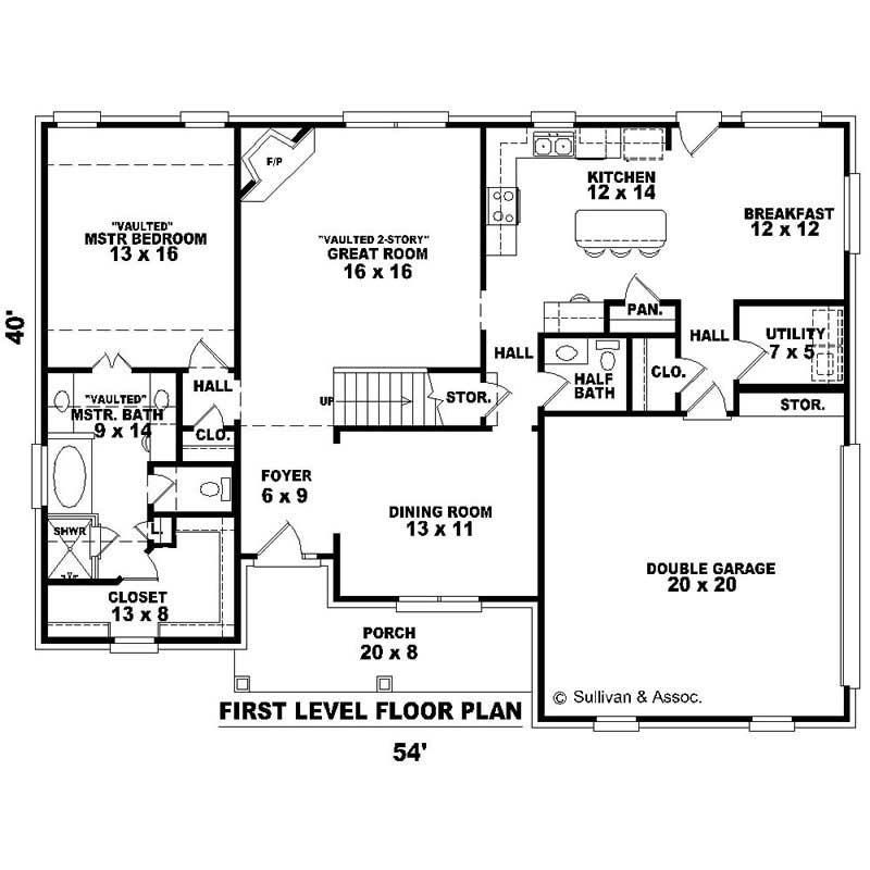 Floor Plan First Story of Traditional Plan #170-2263