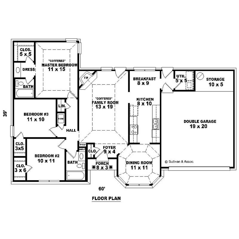 Floor Plan First Story of Small House Plans #170-2267