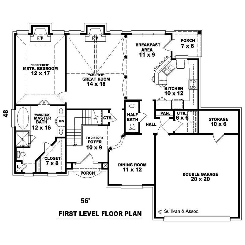 Floor Plan First Story of French Plan #170-2270