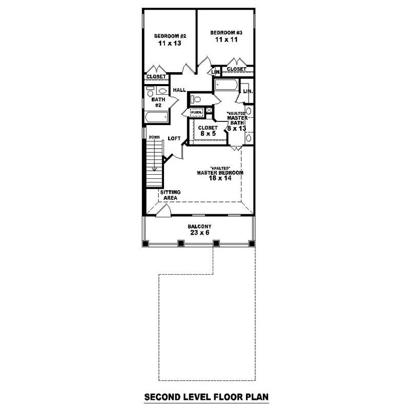 Floor Plan Second Story of Traditional Plan #170-2272