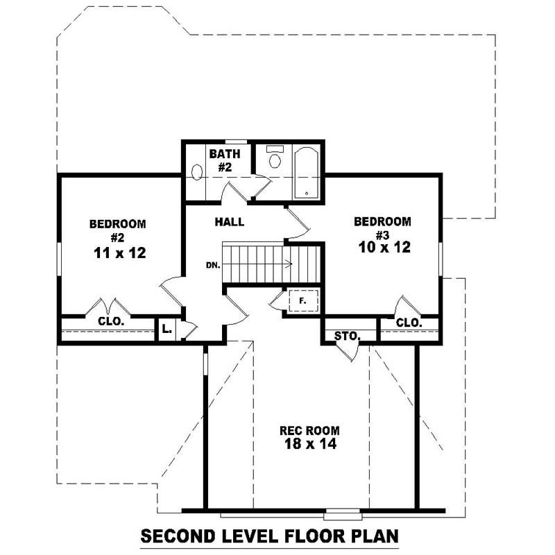 Floor Plan Second Story of Traditional Plan #170-2275