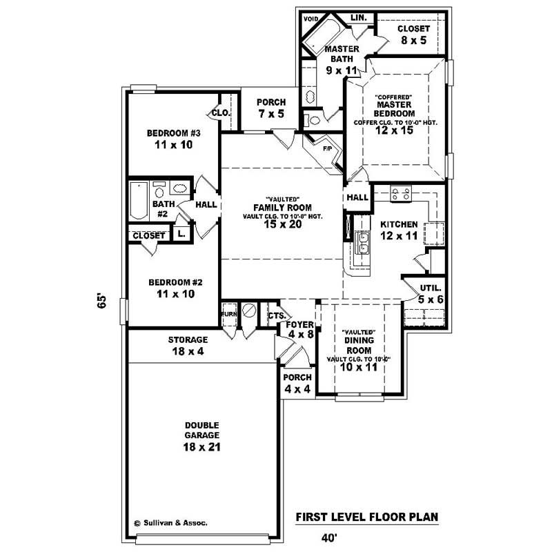 Floor Plan First Story of French Plan #170-2281