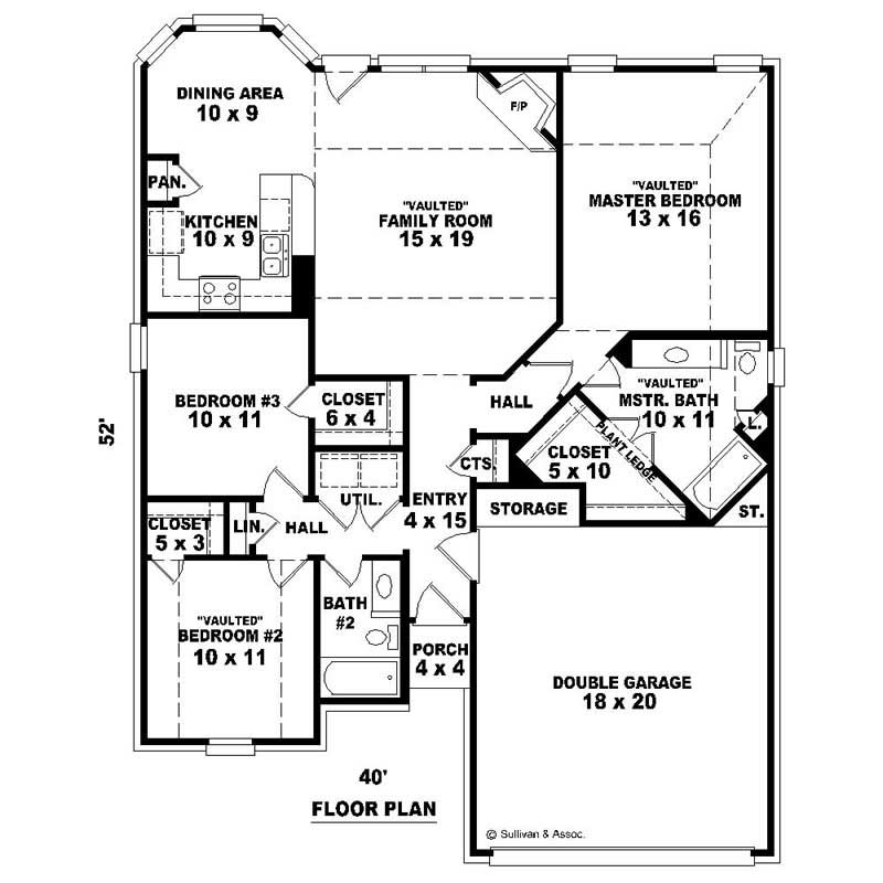 Floor Plan First Story of French Plan #170-2282