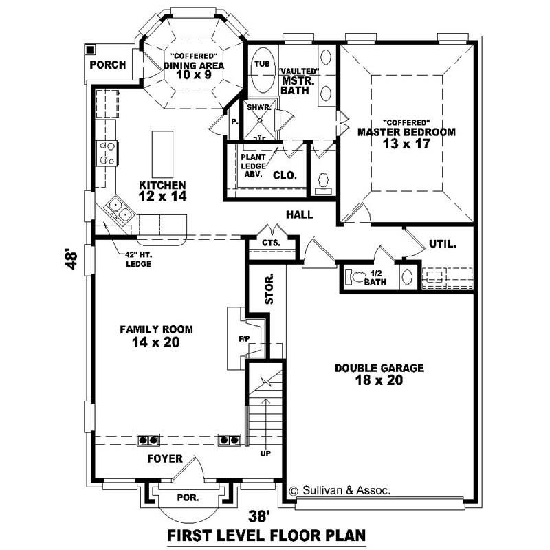 Floor Plan First Story of Traditional Plan #170-2291