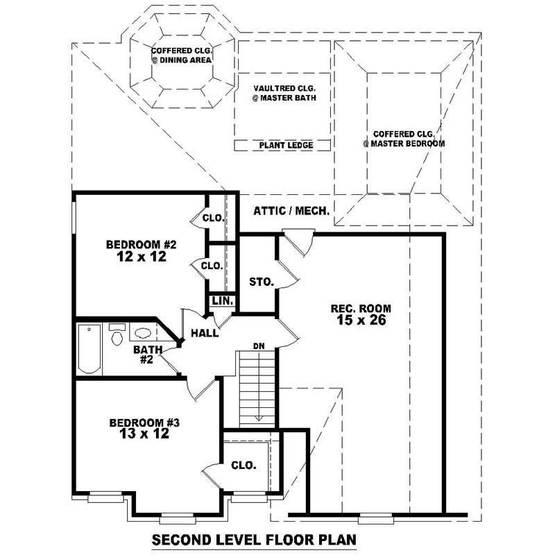 Floor Plan Second Story of Traditional Plan #170-2291