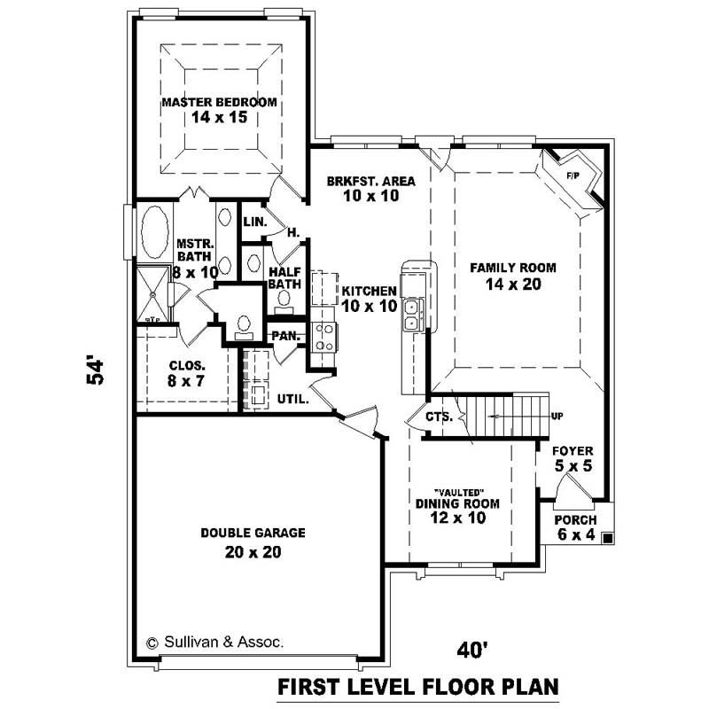 Floor Plan First Story of French Plan #170-2294