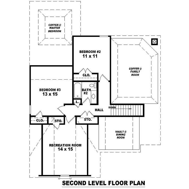 Floor Plan Second Story of French Plan #170-2294