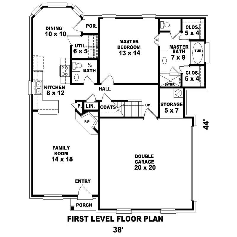Floor Plan First Story of Small House Plans #170-2315