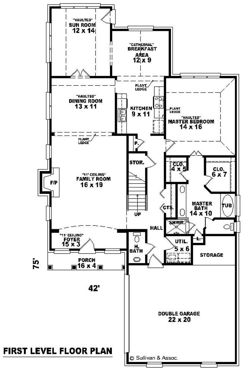 Floor Plan First Story of Traditional Plan #170-2325