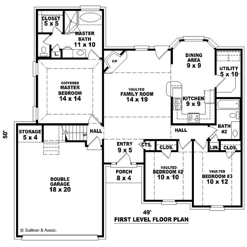 Floor Plan First Story of French Plan #170-2334