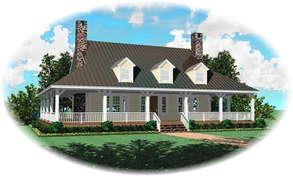 Front view of Southern home (ThePlanCollection: House Plan #170-2336)