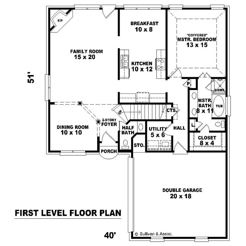 Floor Plan First Story of French Plan #170-2340
